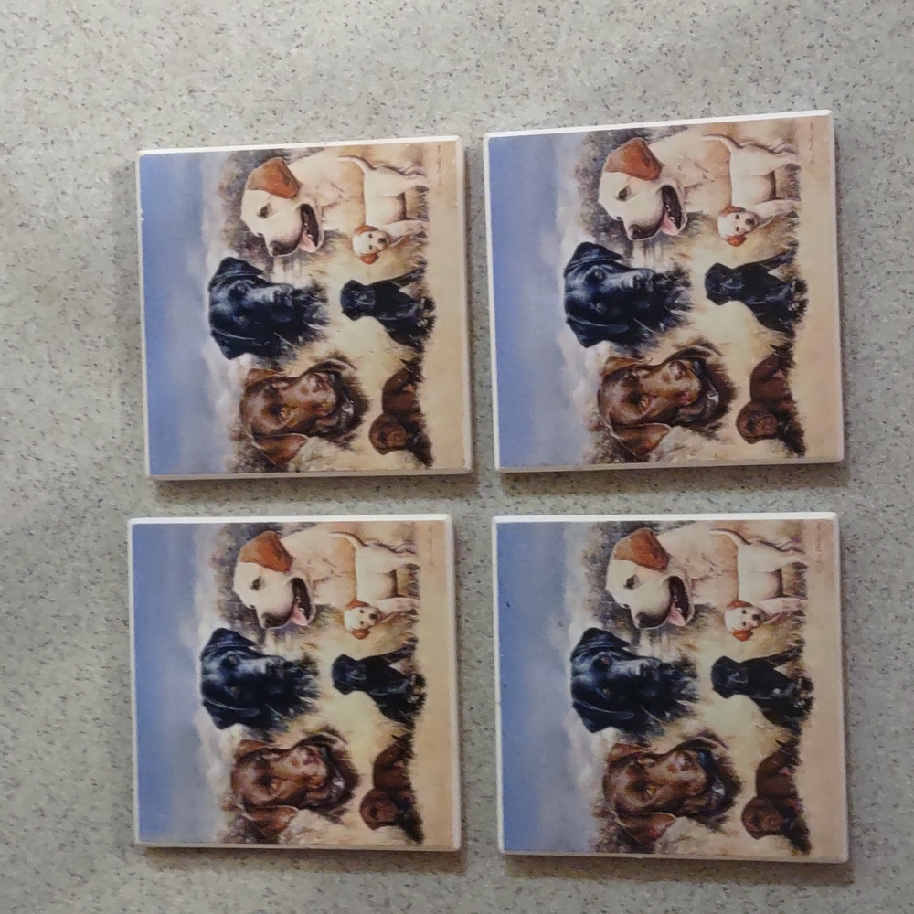 Artist Larry Chandler Labrador dog coasters, perfect pets.